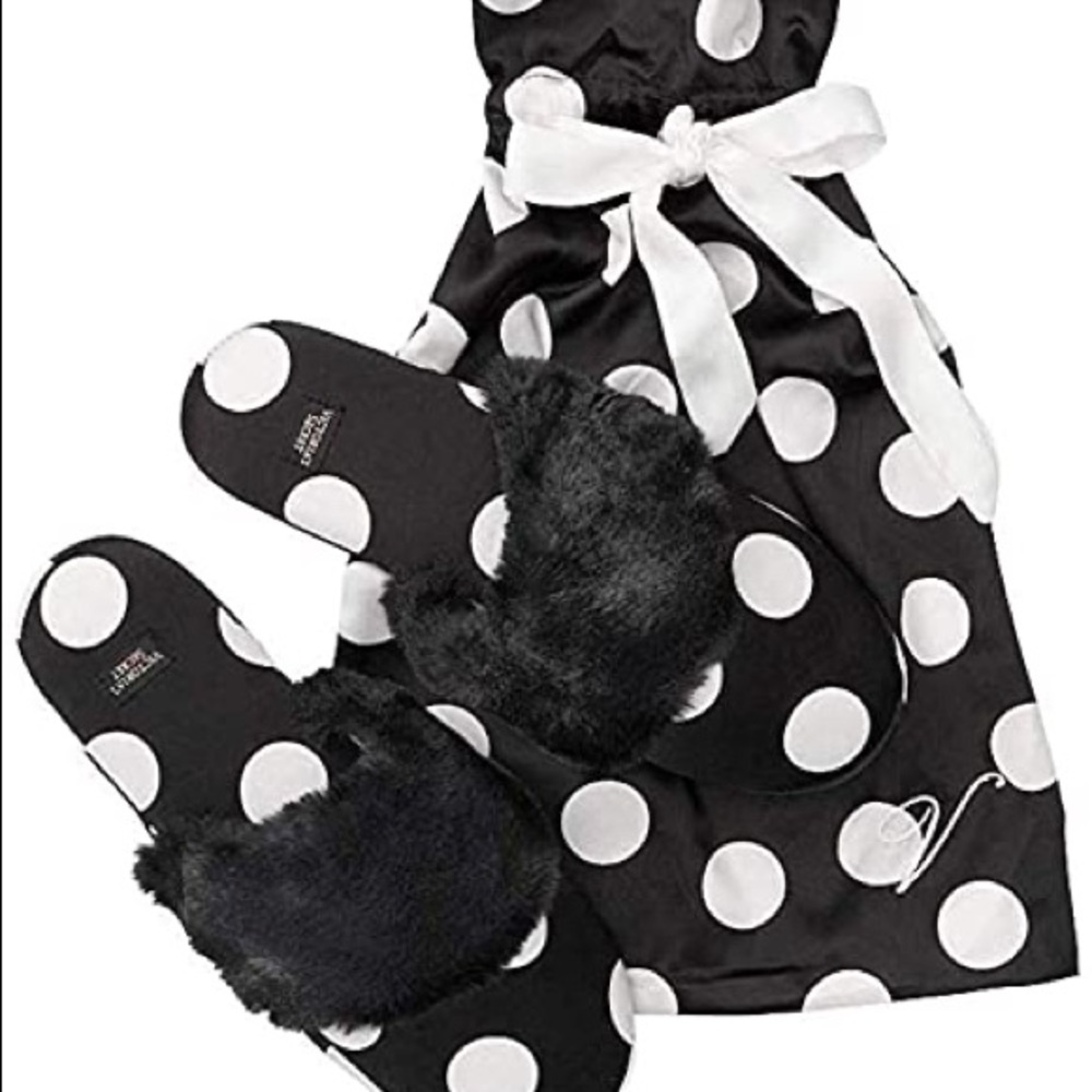Victoria’s Secret Satin Polkadot Luxury Slippers